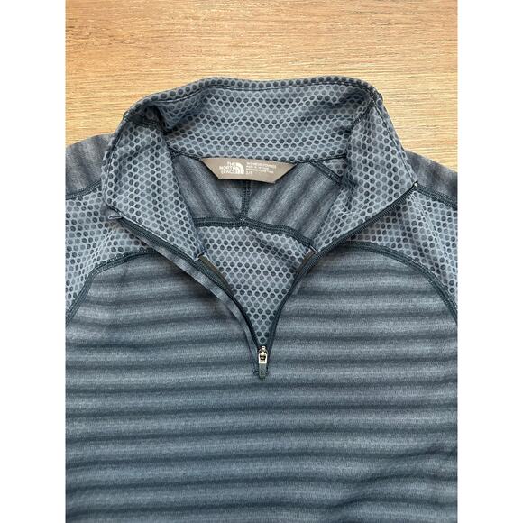 The North Face Duomix 1/4 Zip Womens Stripe Small Athletic Workout Top Blue Gray - Picture 2 of 9
